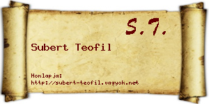 Subert Teofil névjegykártya